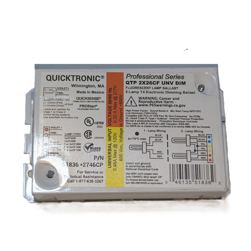 Sylvania 51836 QTP 2x26CF/UNV DIM-DM