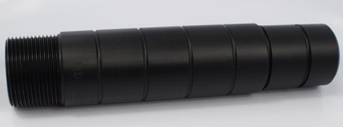 TUNGSTEN CARBIDE LONG VENTURI NOZZLE, ENGINEERED HEAVY DUTY PLASTIC JACKET  & 1 1/4" THREADS, Length 7-3/4" Inlet 1" Bore 7/16"