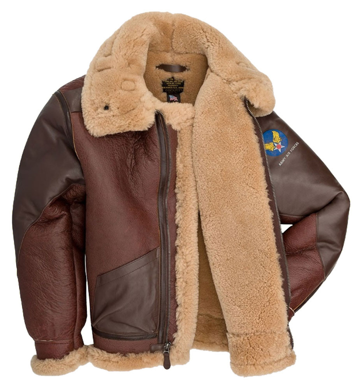 Mens Real Leather Sherling Sheepskin Original B3 Flying Pilot Jacket Warm  Winter-B3 Brown Ginger: Buy Online - Happy Gentleman