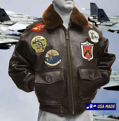 TOP GUN Men/'s Jet Fighter Bomber Navy Air Force Pilot Leather Jacket