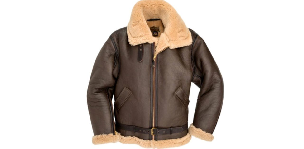 Crispy Tan B3 Sheepskin Bomber Double Collar for Men | HipHopCloset.com