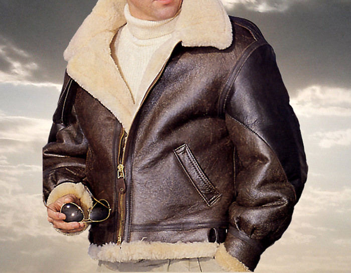 Men Shearling Sheepskin B3 Bomber Retro Aviator Flight Leather Jacket