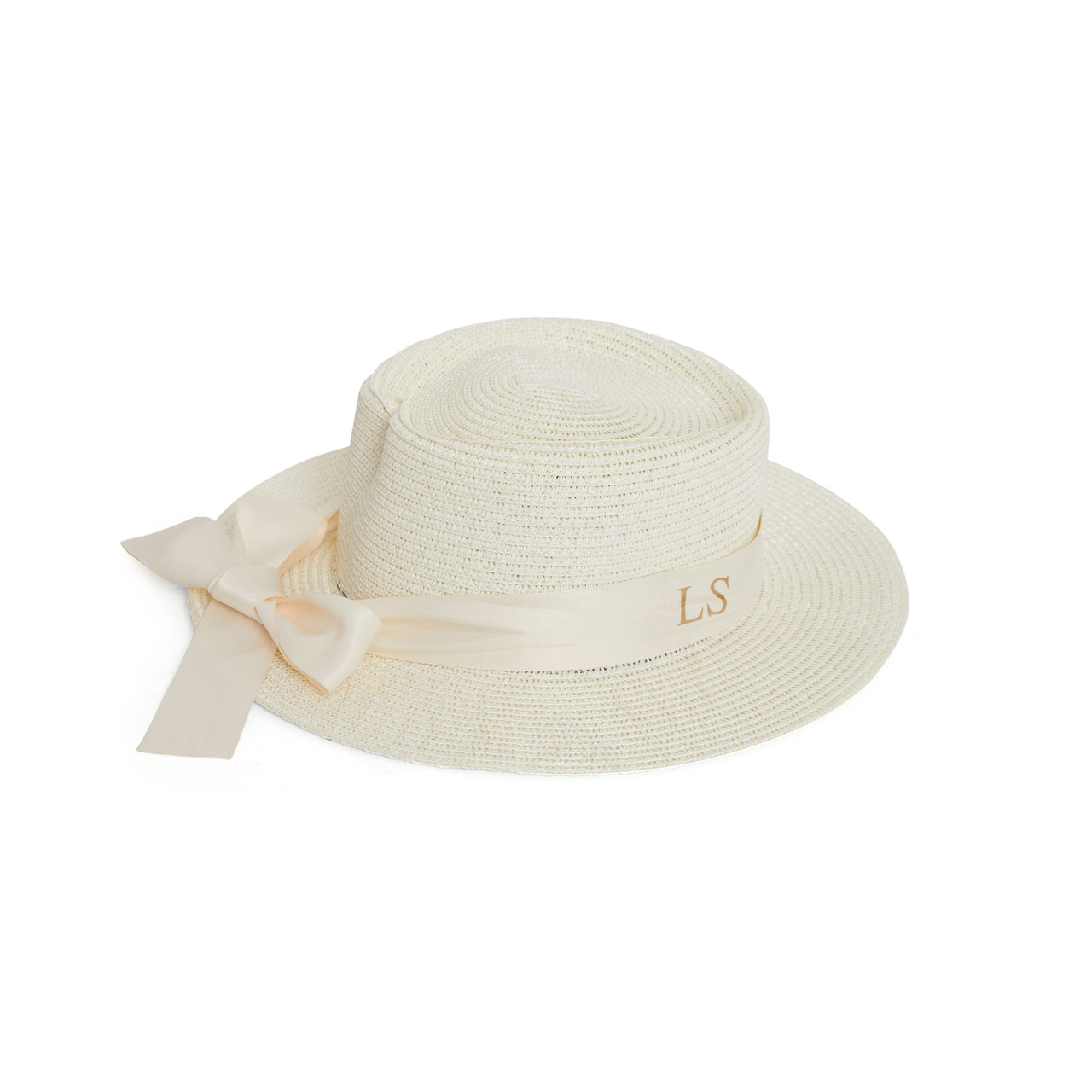 Cream Bow Personalised Beach Hat