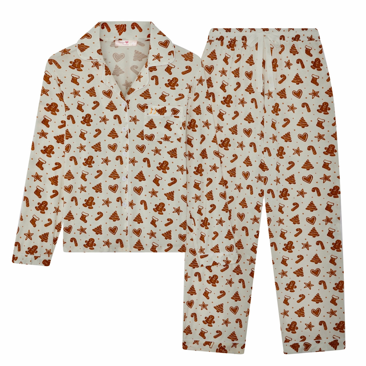Pyjama Set Gingerbread Christmas Pajamas Gingerbread Print Long