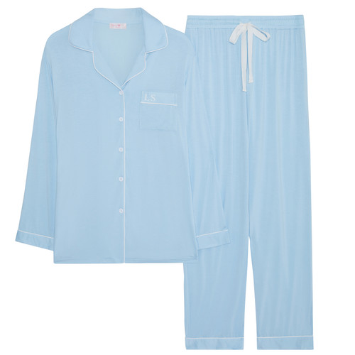 Light Blue Super Soft Personalised Long Pyjama Set