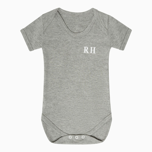 Baby Short Sleeve Grey Personalised Super Soft Bodysuit