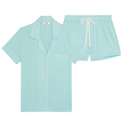 Mint Super Soft Personalised Short Pyjama Set