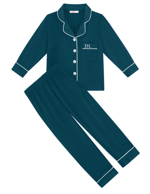 Kids Unisex Emerald Green Super Soft Personalised Pyjama Set