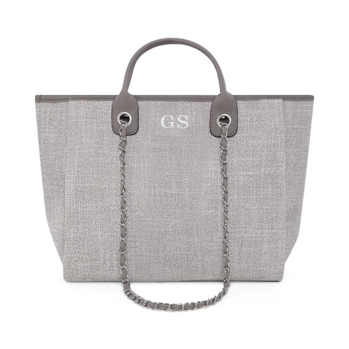 Grey Personalised Canvas Bag (small initials)