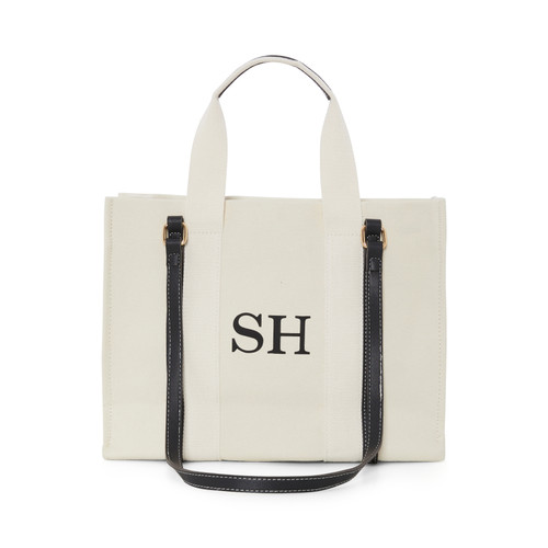 Personalised Initials Tote Bag Cream/Black