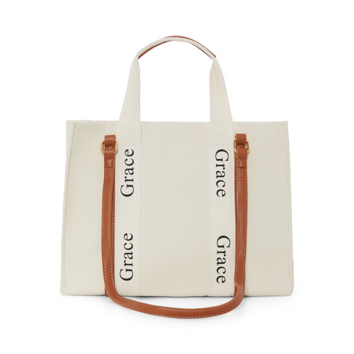 Personalised Tote Bag Cream/Brown Personalised Tote Bag Cream/Brown