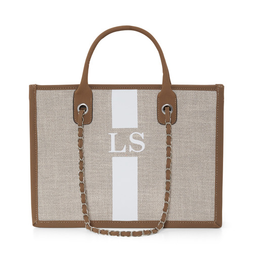 Brown Stripe Personalised Book Tote Bag 