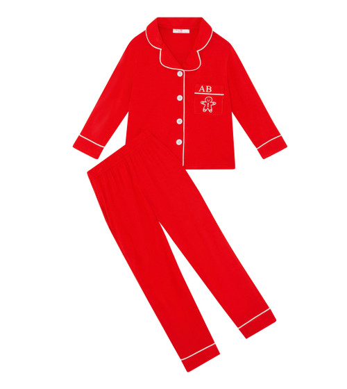 Red Gingerbread Kids Unisex Super Soft Personalised Pyjama Set