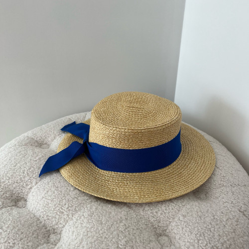 SAMPLE BLUE BOW STRAW HAT