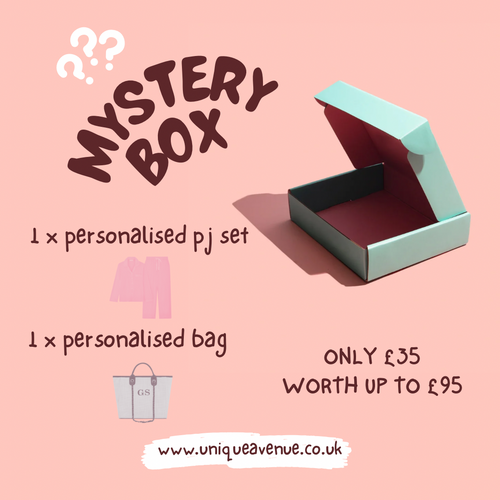 MYSTERY BOX - 1 x Personalised Pyjama Set & 1 x Personalised Bag (worth up to £95)