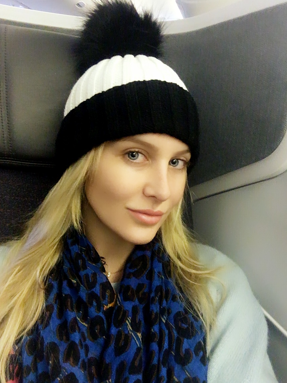 Stephanie Pratt from MIC wearing our faux fur pom pom hat! - Unique Avenue