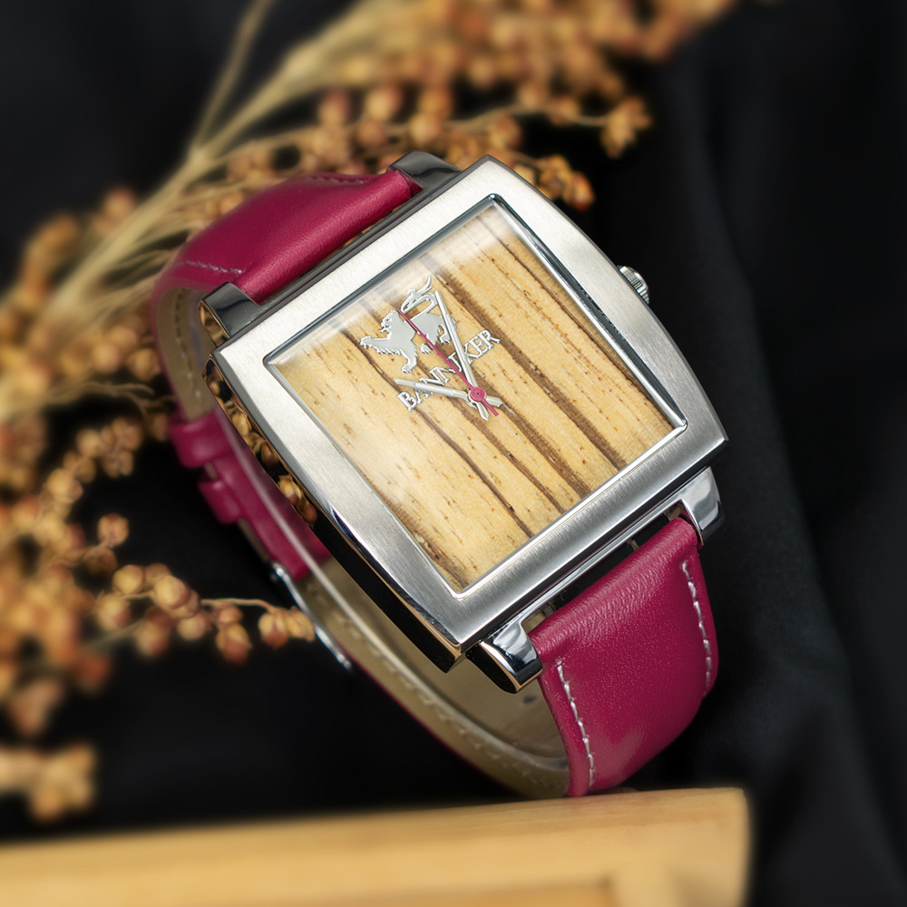 The Burgundy Baller Watch by Banneker Watches & Clocks