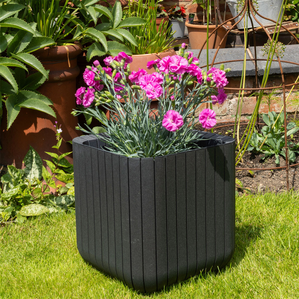 Keter Medium Cube PolyAl Planter, Anthracite - 39cm | Charlies