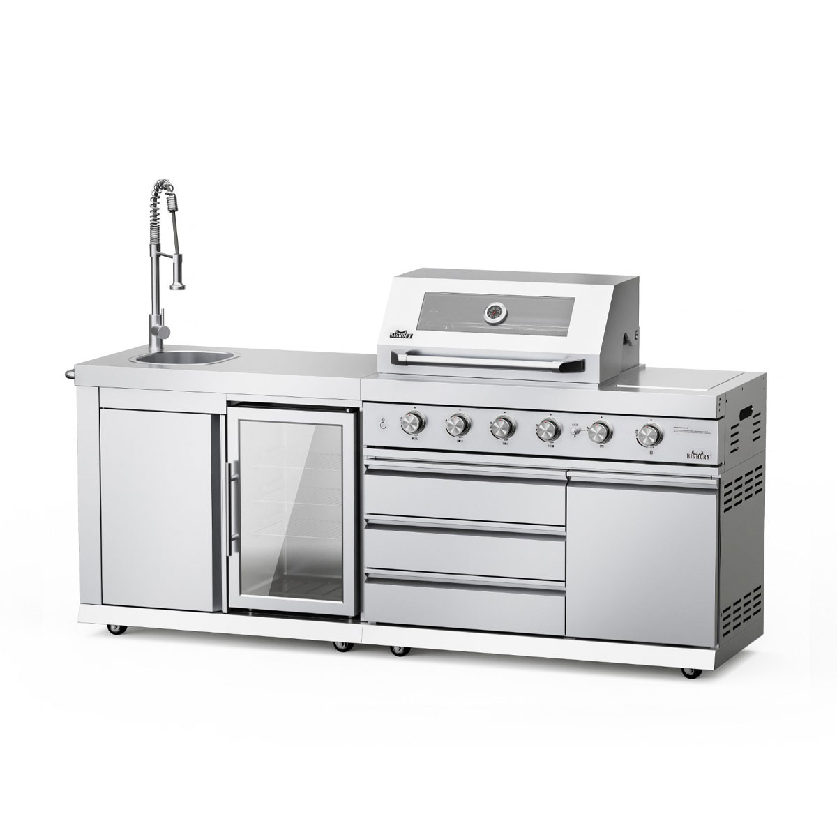 Big Horn Stainless Steel Gas 4 Burner Outdoor BBQ Kitchen with Sink ...