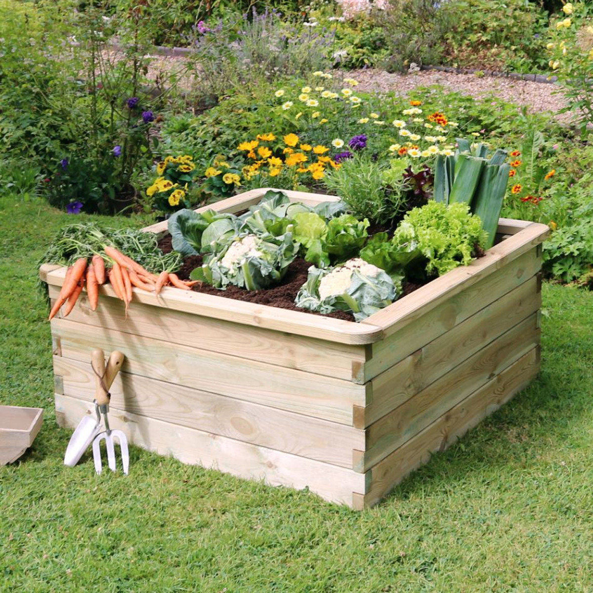 Zest Outdoor Living Wooden Garden Sleeper Raised Bed - Square