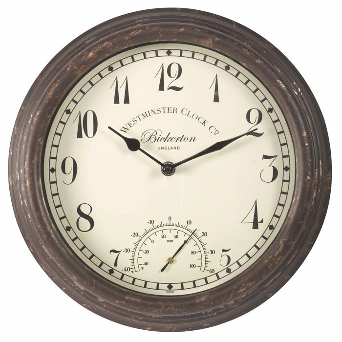 westminster garden clock and thermometer