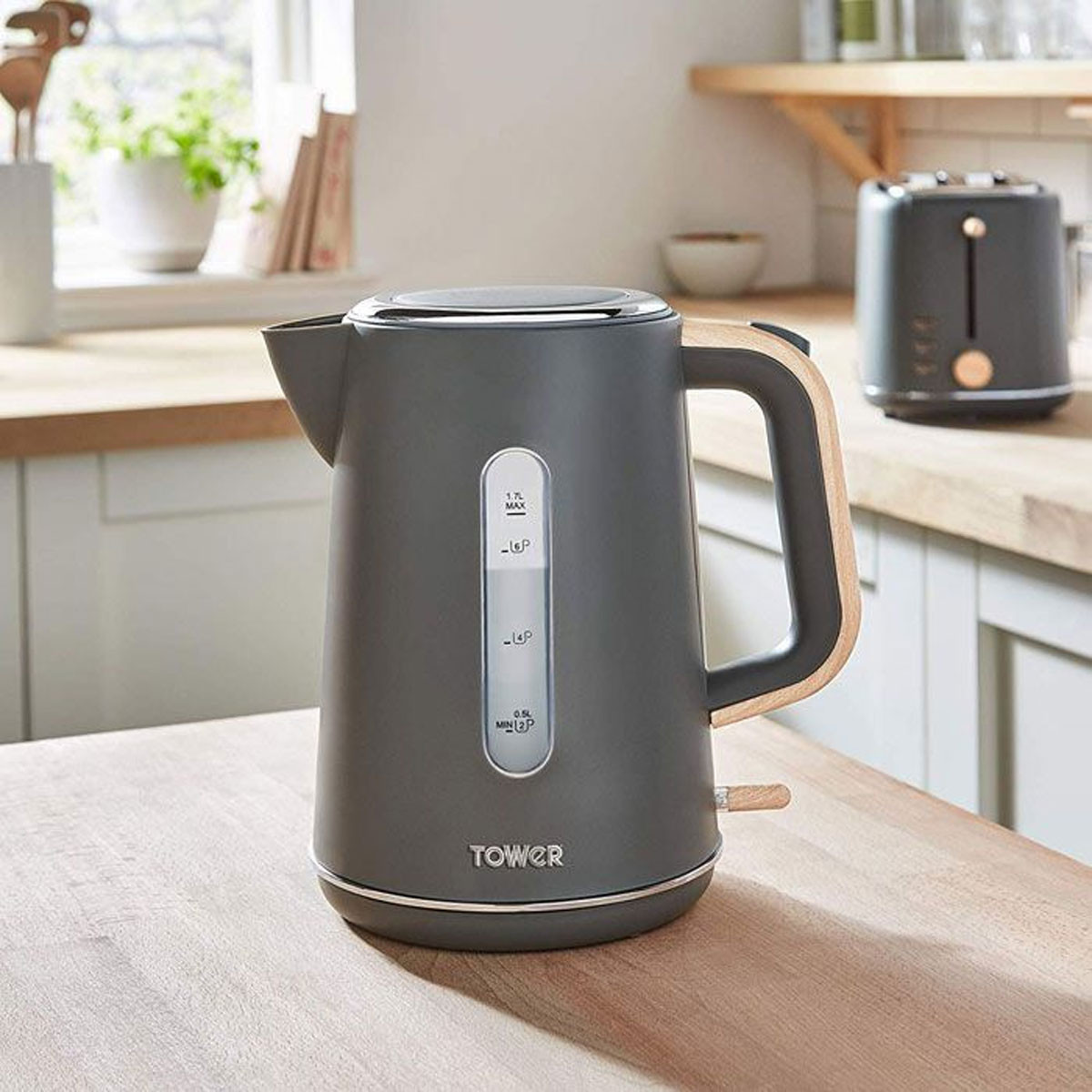 Tower Scandi Style Cordless Rapid Boil Kettle - Grey, 1.7L | Charlies