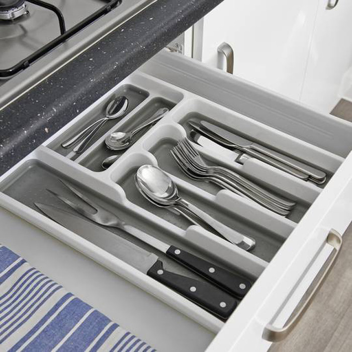 Addis Cutlery Drawer Organiser – White / Grey | Utensil Holders ...