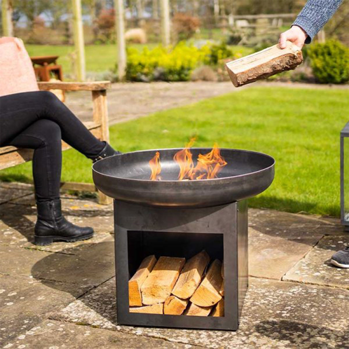 Smart Garden Havana Laguna Fire Pit Bowl Log Store 60cm Charlies1