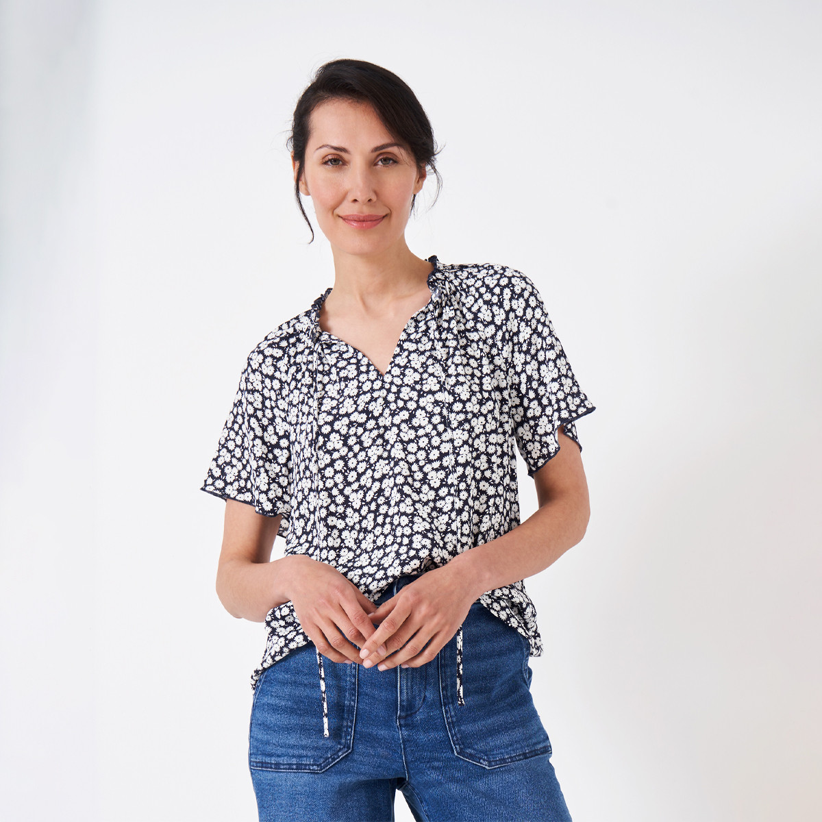 Crew Clothing Women's Ada Top - Navy/White | Charlies
