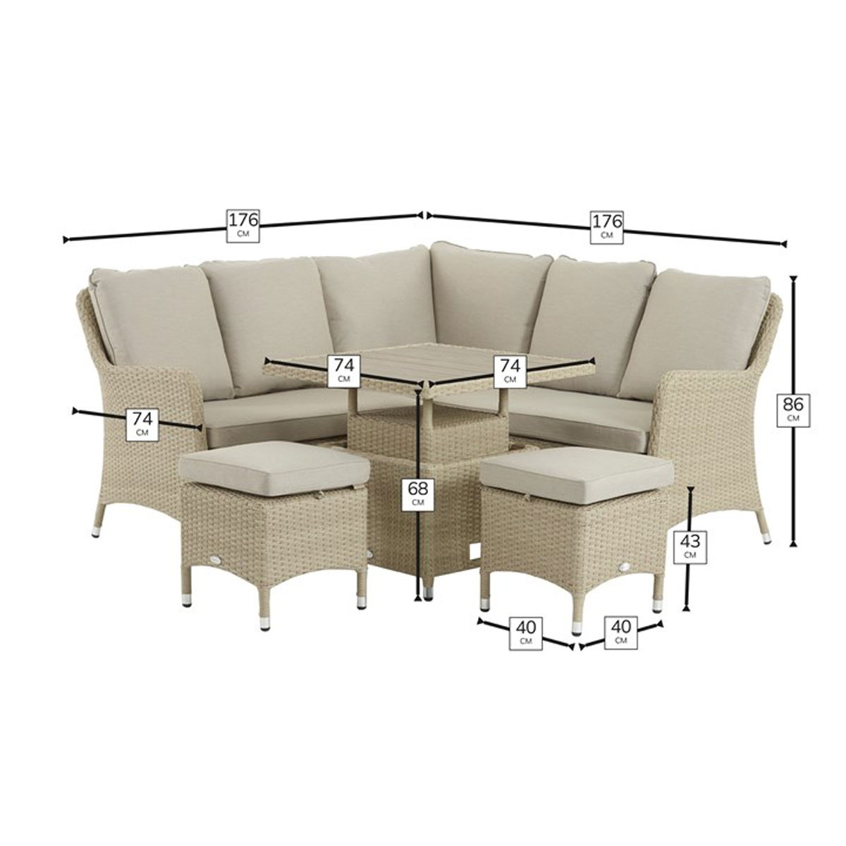 Bramblecrest Tetbury 6 Seater Mini Corner Lounge Garden Furniture Set