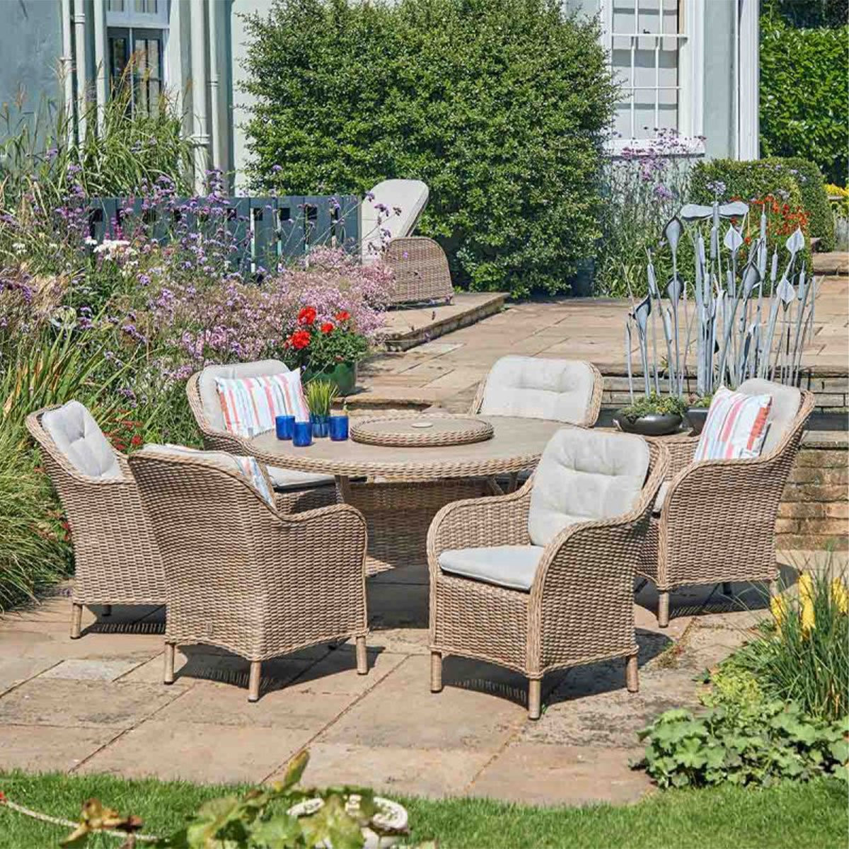 Lazy Susan Seater Rattan Garden Table And Chairs Marseille Rattan