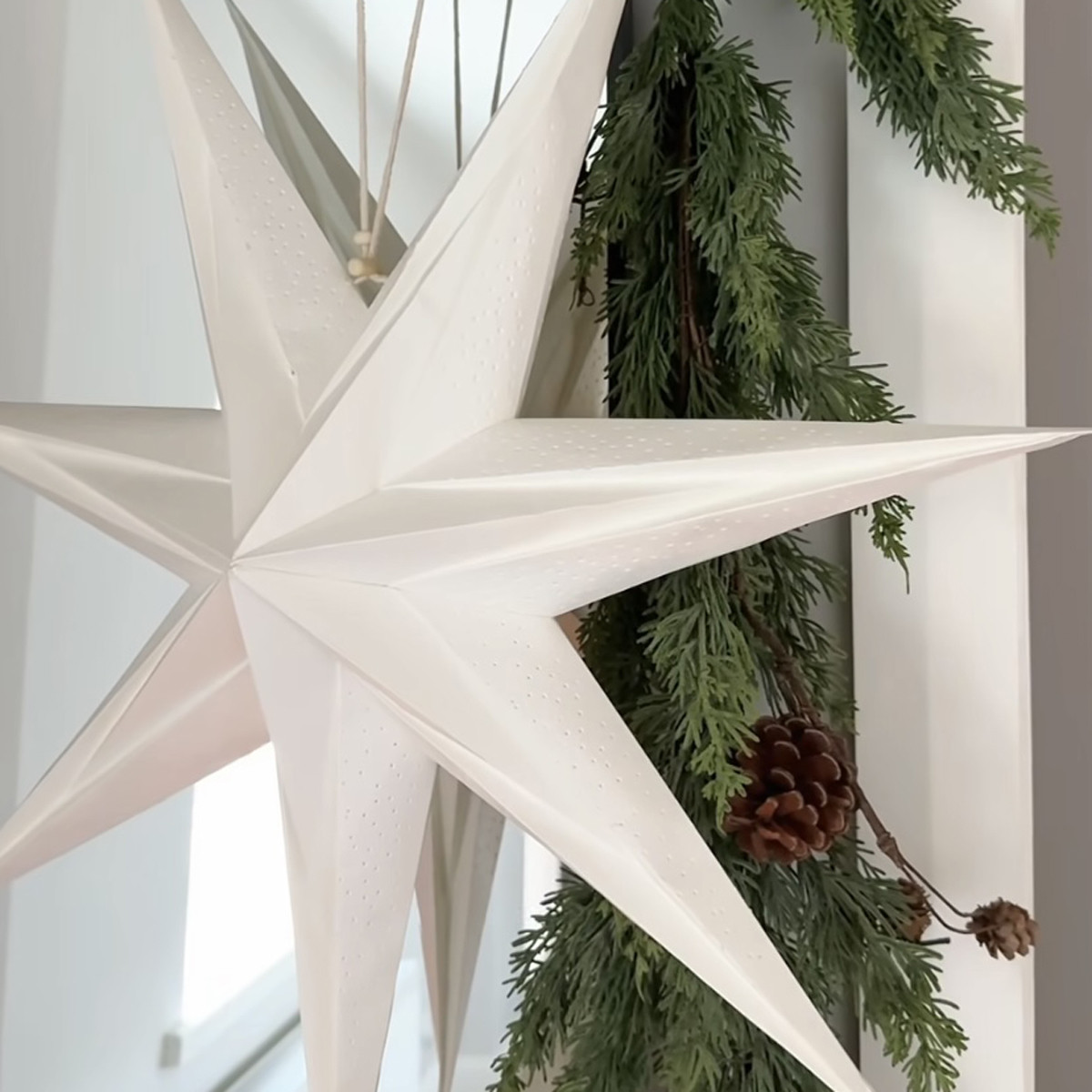Prelit Paper Star Battery Operated Hanging Decoration - 60cm | Charlies