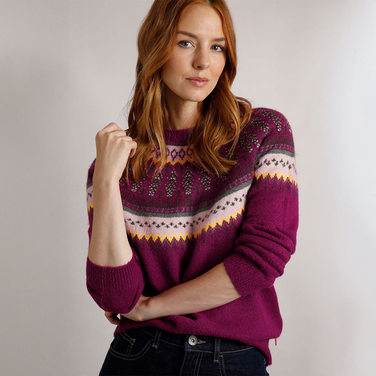 Weird Fish Women's Lowell Eco Fair Isle Jumper - Boysenberry | Charlies