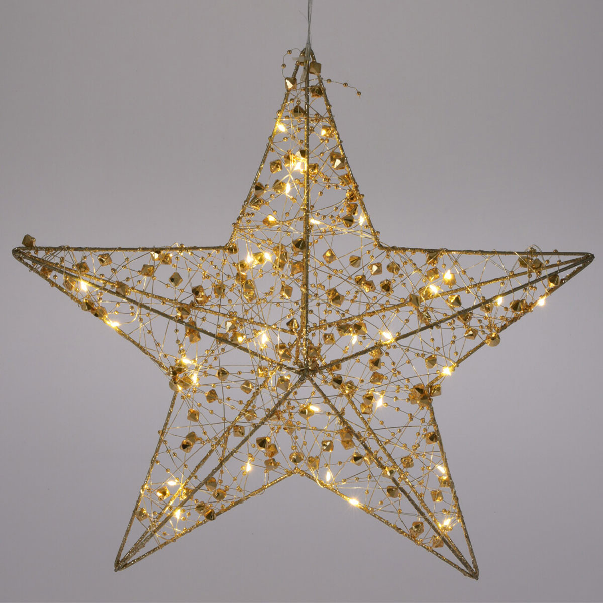 Gold Star LED Battery Operated Hanging Decoration, Warm White 30cm