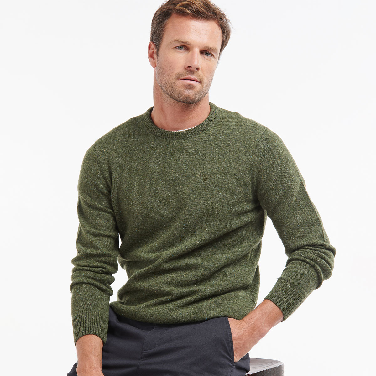 Barbour Men's Tisbury Crew Neck Sweater - Forest | Charlies