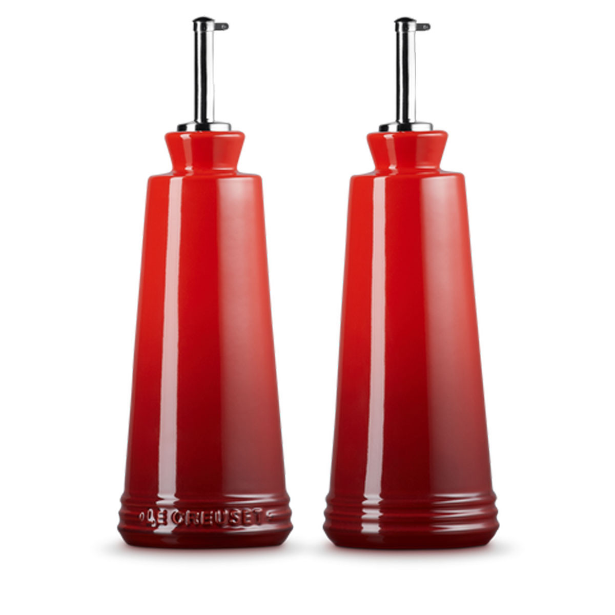 Le Creuset Stoneware Oil & Vinegar Cruet Set - Sea Salt Color, Countertop Cruets For Kitchen Or Dining Table