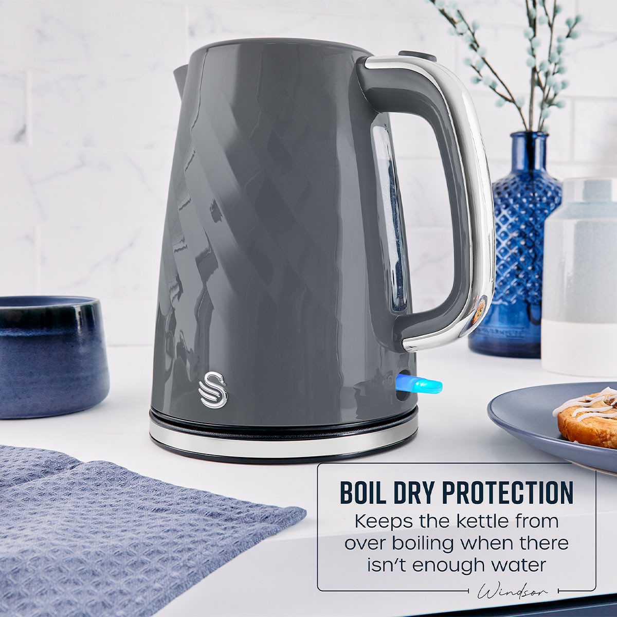 Swan Windsor 1.7L Kettle - Grey | Charlies
