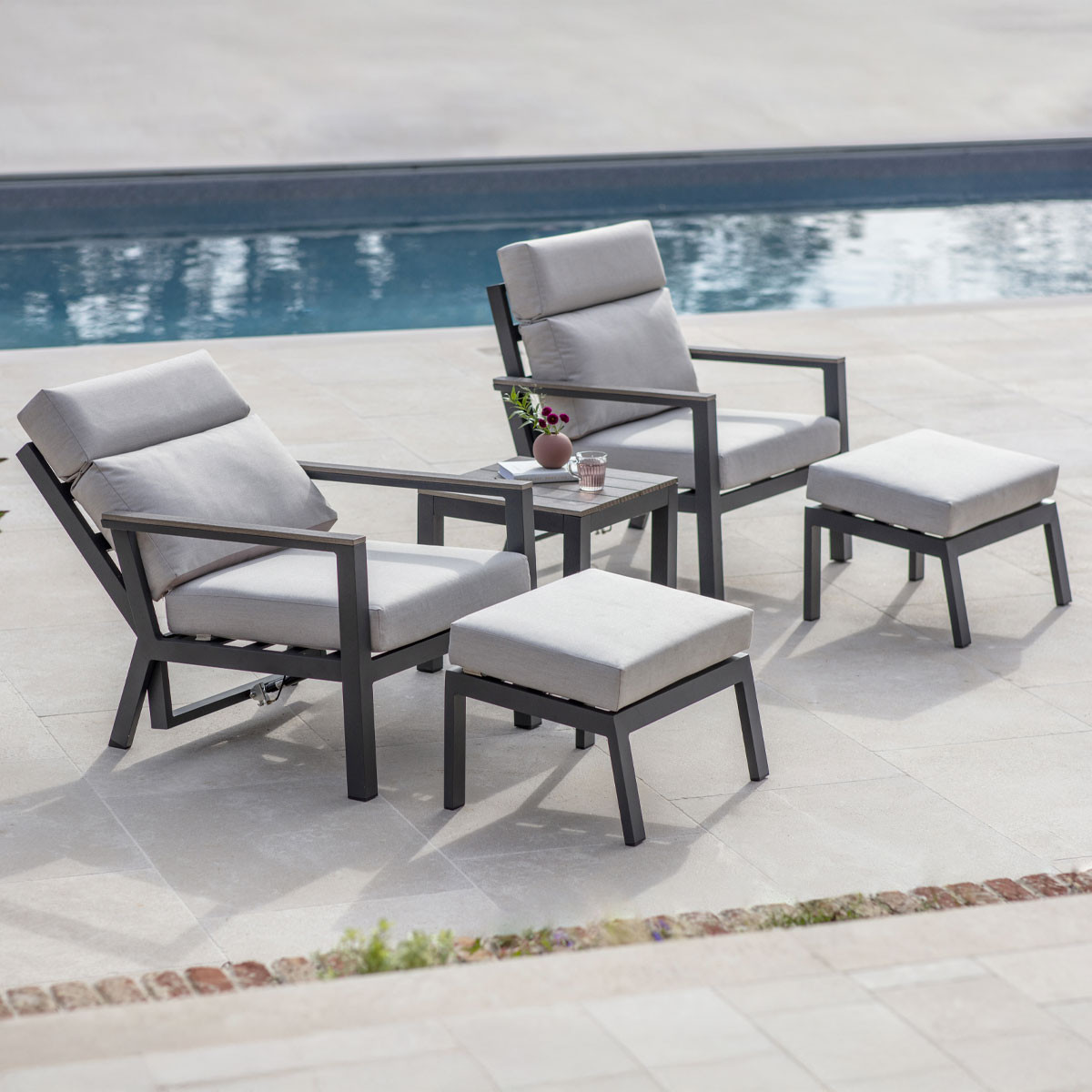metal garden furniture with reclining chairs
