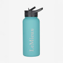 A turquoise LeMieux water bottle with a black lid and spout, featuring the brand logo in white.