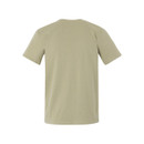 The back of a sand-coloured short-sleeved t-shirt.