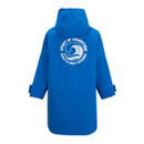 Blue raincoat with a hood, showing a white "Spirit of Adventure" wave logo and "Regatta Great Outdoors" text. It conveys an adventurous, outdoor vibe.