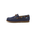 A navy boat shoe