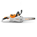 An orange chainsaw
