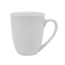 A white mug with a ribbed design.