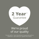Swan Solace kettle 2 year guarantee graphic showing manufacturer warranty and additional registration-based cover.