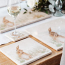 A view of a medium marble platter with a hare on it
