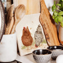 A view of a medium marble platter with chickens on it