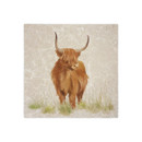 A view of a medium marble platter with a highland cow on it on a white background
