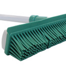 A close up view of the brooms blue silicone bristles.