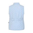The back of a light blue quilted gilet.